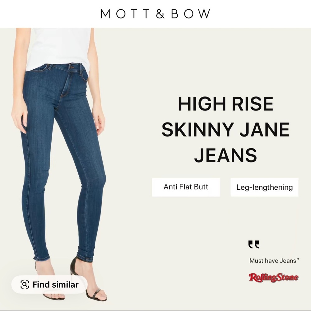 Mott & Bow High Rise Skinny Jane Jeans Anti-Flat Butt Leg-Lengthening - Picture 5 of 7